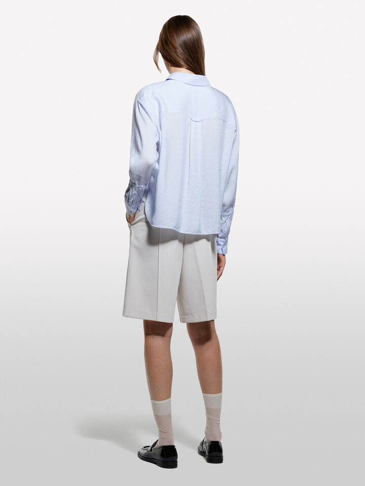 Camicia cropped azzurra a righe - camicie da donna - Azzurro | Sisley image number 2